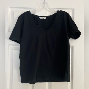 Women's Black Mango V-Neck Top